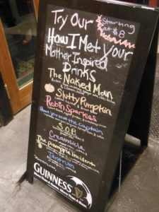 Mc Gee's Menu in New york, How I met your mother pub